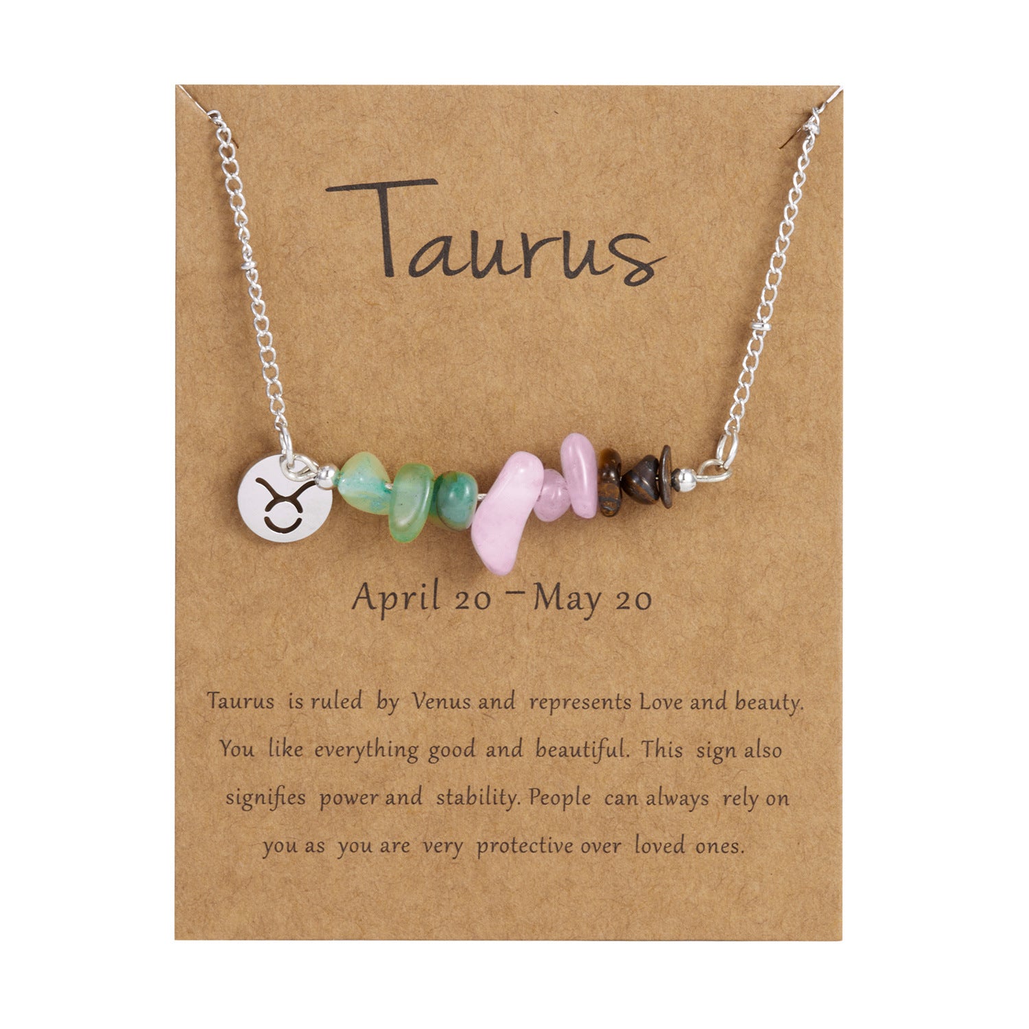 Wholesale Stainless Steel Zodiac Necklace Irregular Natural Stone Pendant Necklace